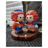 Red-Haired Doll Figurines & Vintage Table Lamps - 2 Figurines, 2 Lamps