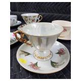 Assorted Floral Teacups & Saucers - Porcelain Tea Set with Gold Trim
