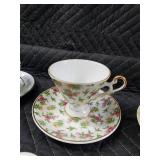 Assorted Floral Teacups & Saucers - Porcelain Tea Set with Gold Trim