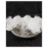 Porcelain Floral Ruffle-Edge Set - White with Pink Flowers