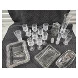 Crystal Glassware Set - Assorted Stemware, Decanter, Vases & Trays