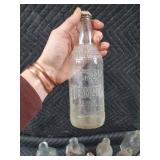 Antique Glass Bottle Lot - Cobalt Blue Embossed Medicine Bottle with Assorted Clear & Amber Bottles