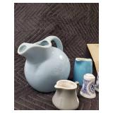 Blue Ceramic Pitcher Lot - Includes 6 Demitasse Sets, Salt Shakers & Glassware