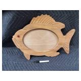 Fish-Shaped Wooden Tray with Oval Inset - Decorative Wall Display