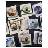 Porcelain Plates - Boxed Child Scene Miniatures in Green Presentation Boxes