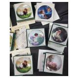 Porcelain Plates - Boxed Child Scene Miniatures in Green Presentation Boxes