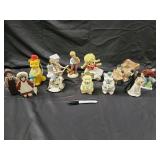 Vintage Ceramic Figurines Lot - 14 Pieces (Pooh Bear, Wedding Couple, Stagecoach)