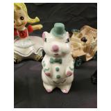 Vintage Ceramic Figurines Lot - 14 Pieces (Pooh Bear, Wedding Couple, Stagecoach)