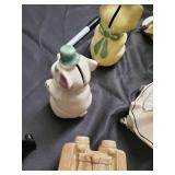 Vintage Ceramic Figurines Lot - 14 Pieces (Pooh Bear, Wedding Couple, Stagecoach)