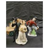 Vintage Ceramic Figurines Lot - 14 Pieces (Pooh Bear, Wedding Couple, Stagecoach)