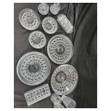 Crystal Pressed Glassware Set - Round Plates, Bowls, Tumblers & Butter Dish