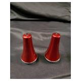 Red Coasters Set of 4 with Salt & Pepper Shaker Pair and Red Bowl on White Tray