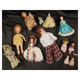 Vintage Doll Lot - Assorted Porcelain/Bisque Heads, Cloth Bodies & Dresses