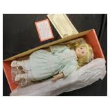 Royal Doulton Porcelain Dolls - Red Dress Boxed Doll & Mint Green Dress Boxed Doll