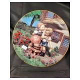 Decorative Round Plates - Hand-Painted Rural Kids & Animals