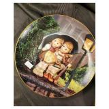 Decorative Round Plates - Hand-Painted Rural Kids & Animals