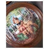Decorative Round Plates - Hand-Painted Rural Kids & Animals