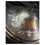 Silver Plate Tureen - Covered Serving Dish with Floral Engraved Lid - Quadruple Plate