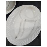 White Hobnail Porcelain Covered Tureen with Plates - 3-Piece Serving Set