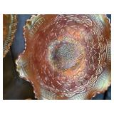 Carnival Glass Bowls - Iridescent Floral Grapevine Pattern (Lot of 4)