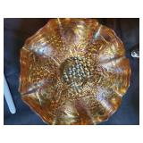 Carnival Glass Bowls - Iridescent Floral Grapevine Pattern (Lot of 4)