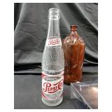 Pepsi-Cola Bottle, Amber Embossed, Clear Grid Bottle, Vintage Lighting Lamp Adapter (Lot of 4)