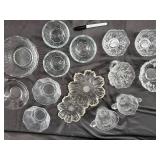 Crystal Glassware Set - Etched Floral Pattern, Assorted Bowls & Mugs