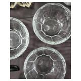 Crystal Glassware Set - Etched Floral Pattern, Assorted Bowls & Mugs