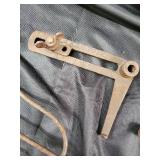 Antique Garden Tools Lot - Hand Rake, Cultivator, Wheel Tool & Wire Brush