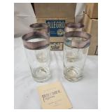 Allegro Hand Decorated Crystal - 4 Glasses, Pitcher & Dessert Plates