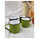 Spirit Demi Pot Unbreakable - 7-Piece Kitchen Set with 4 Green Mugs, Amber Plate, Pitcher