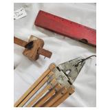Vintage Wooden Ironing Board - X-Frame with Tools & Accessories Lot