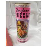 Vintage Card Games Lot: Canasta Tray, Old Maid, Storyland Puzzle Cylinder & Puzzles