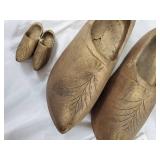 Vintage Dutch Wooden Clogs - Carved Leaf Pattern (2 Pairs)