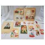 Vintage Valentine Cards & Cut-Outs Lot - Animal & Kid Themes
