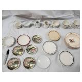 Porcelain Transferware Dinnerware Set - Scenic Village Prints (Cups & Plates)