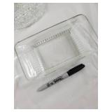 Crystal Cut Glassware Set: Pitcher, Large Serving Bowl, 2 Small Bowls, Rectangular Dish