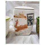 Ceramic Planter Lot - 4 Decorative Pots & Lidded Canister Jar