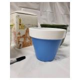 Ceramic Planter Lot - 4 Decorative Pots & Lidded Canister Jar