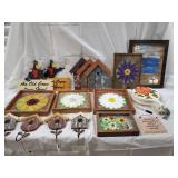 Rustic Sunflower & Daisy Wood Wall Art Frames with Birdhouse Decor Set