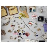 Vintage Costume Jewelry Lot - Earrings, Rings, Brooches, Pendants & Bracelets