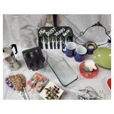 Assorted Kitchenware & Decor Lot - Moka Pot, Boise State Mugs (2), Glass Dish