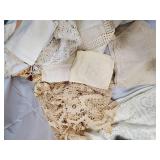 Vintage Lace Linens Assortment - Doilies, Napkins, Crochet Lace & Quilt Pieces