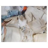 Vintage Lace Linens Assortment - Doilies, Napkins, Crochet Lace & Quilt Pieces