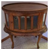 LLFR - Vintage Queen Anne Style Mahogany Double Door Oval Vitrine Table