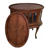 LLFR - Vintage Queen Anne Style Mahogany Double Door Oval Vitrine Table