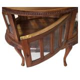 LLFR - Vintage Queen Anne Style Mahogany Double Door Oval Vitrine Table