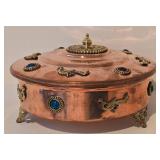 LL-BR - Copper 4-Piece Tea Set with Silver Overlay & Gem Accents