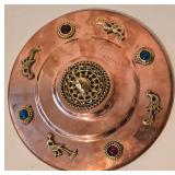 LL-BR - Copper 4-Piece Tea Set with Silver Overlay & Gem Accents