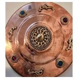 LL-BR - Copper 4-Piece Tea Set with Silver Overlay & Gem Accents